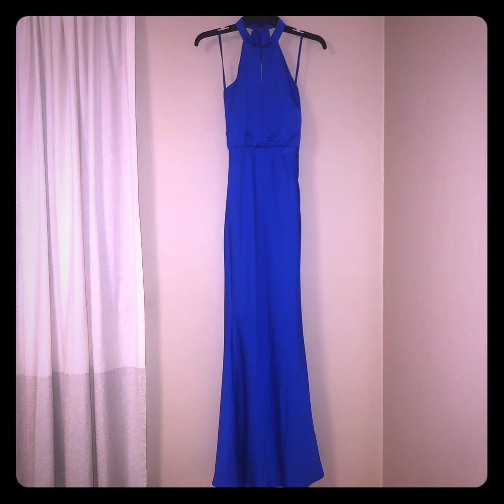 Bariano Australia Draped Back Halter Gown